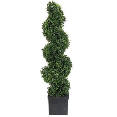 Uv Treated Artificial Potted Spiral Boxwood Tree – 97Cmh / Green  |  Artificial Plants & Trees Artificial Plants & Trees Artificial Plants & Trees