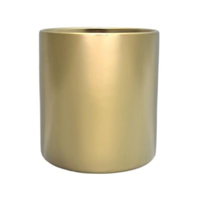 Verona Cylinder Ceramic Vase – 10Cmd X 10Cmh / Satin Matte Metallic Gold  |  Ceramics & Cement Ceramics & Cement Ceramics & Cement