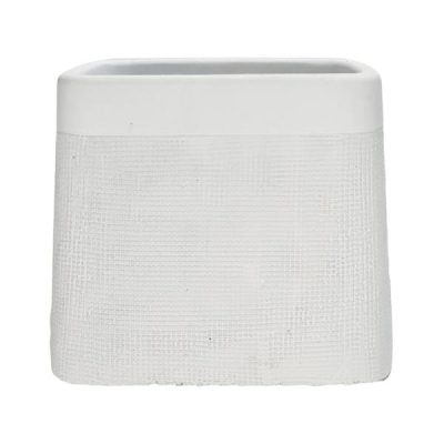 Vulcan Ceramic Pot With Hole & Plug / Medium – 15.5 X 15.5 X 13.5Cmh / White  |  Ceramics & Cement Ceramics & Cement Ceramics & Cement