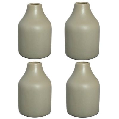 Florence Vessel Ceramic Vase (Set/4) – Top 4Cmd Base 9Cmd X 16Cmh / Taupe  |  Ceramic Vases Ceramic Vases Ceramic Vases