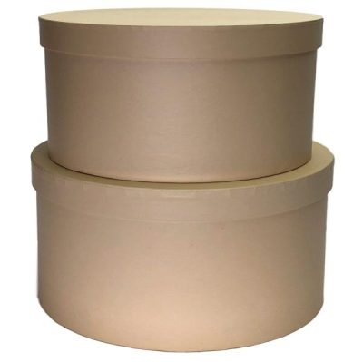 S/2 Cardboard Squat Cylinder Box – Lg: 22.5Cmd X 13.5Cmh, Sm: 20Cmd X 11Cmh / Nude  |  Hat Boxes Gift Packaging Hat Boxes