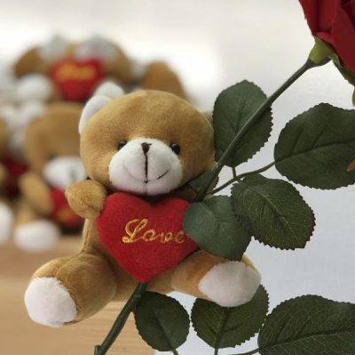 Mercutio Mini Plush Bear W/Pillow X 12Pcs – 10Cm / Light Brown  |  Soft Toys Florist Supplies Lt Brown